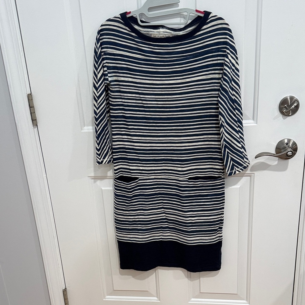 rag & bone Navy and White Striped Long Sleeve Dress